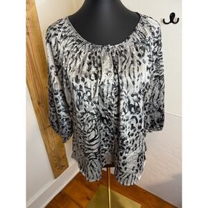 EXPRESS Womens Size Small Top With Long Sleeve Gray Black Cheetah Print